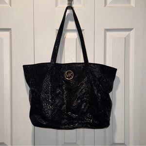 Michael Kors Black Tote with Gold MK Logo